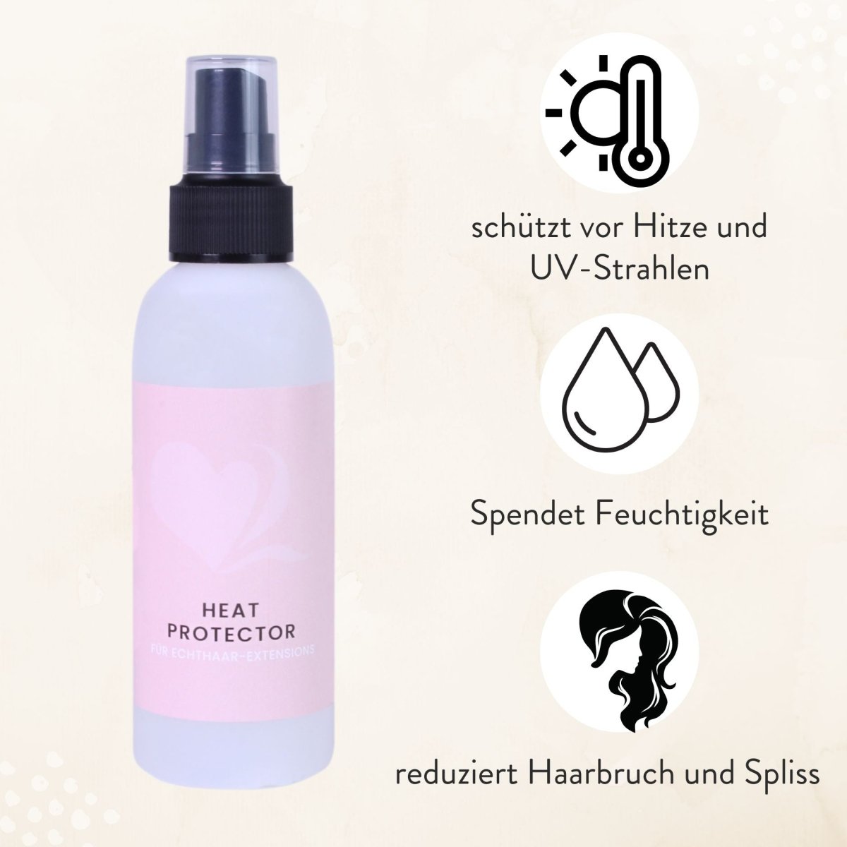 Hitzeschutzspray für Extensions aus Echthaar - Hair2Heart