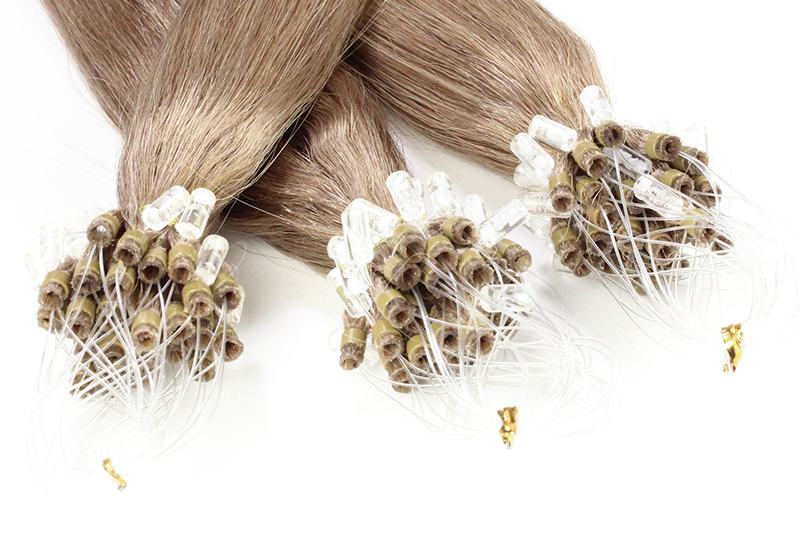 Hair extension with microrings
