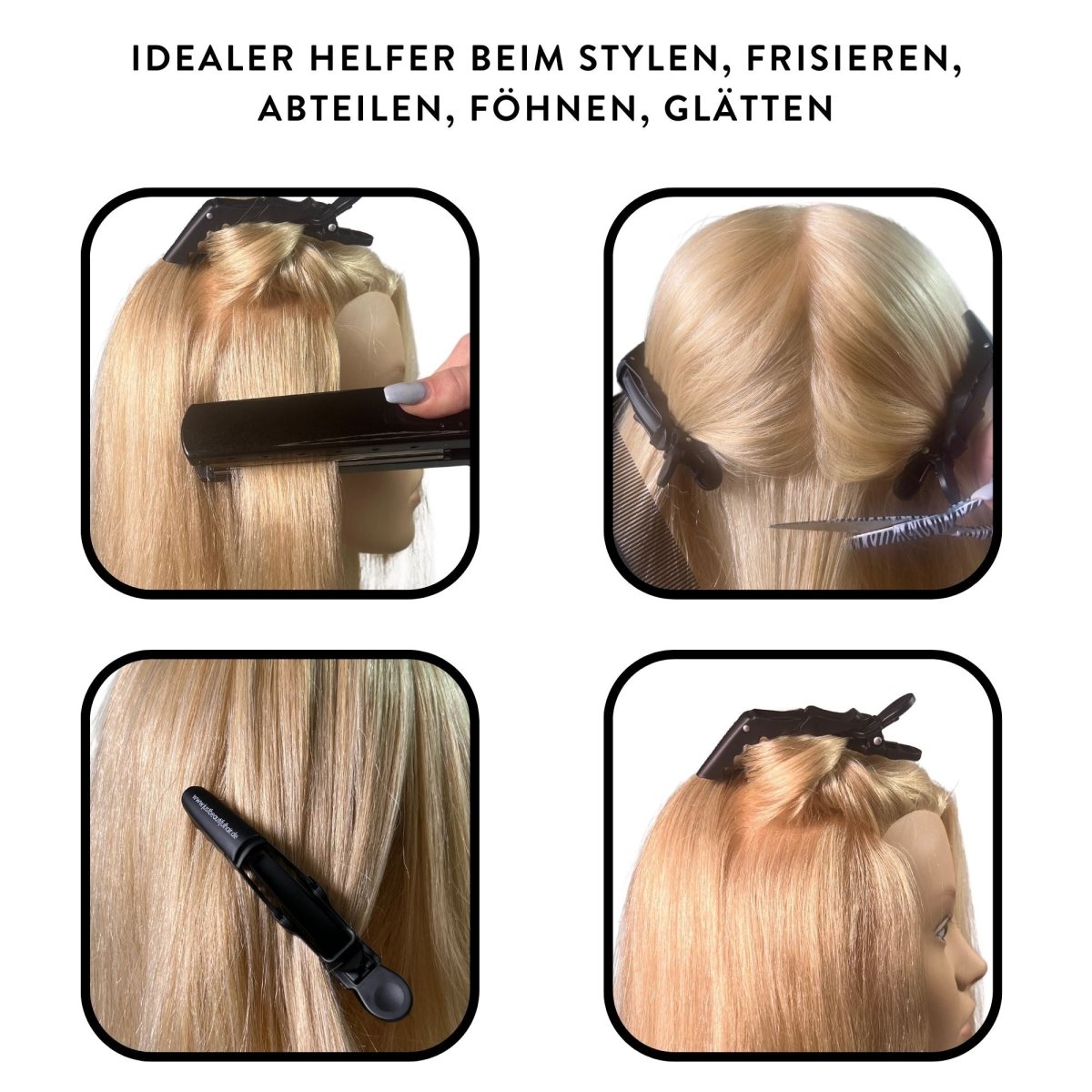 4 x Abteilklammern zum Anbringen von Extensions - Hair2Heart