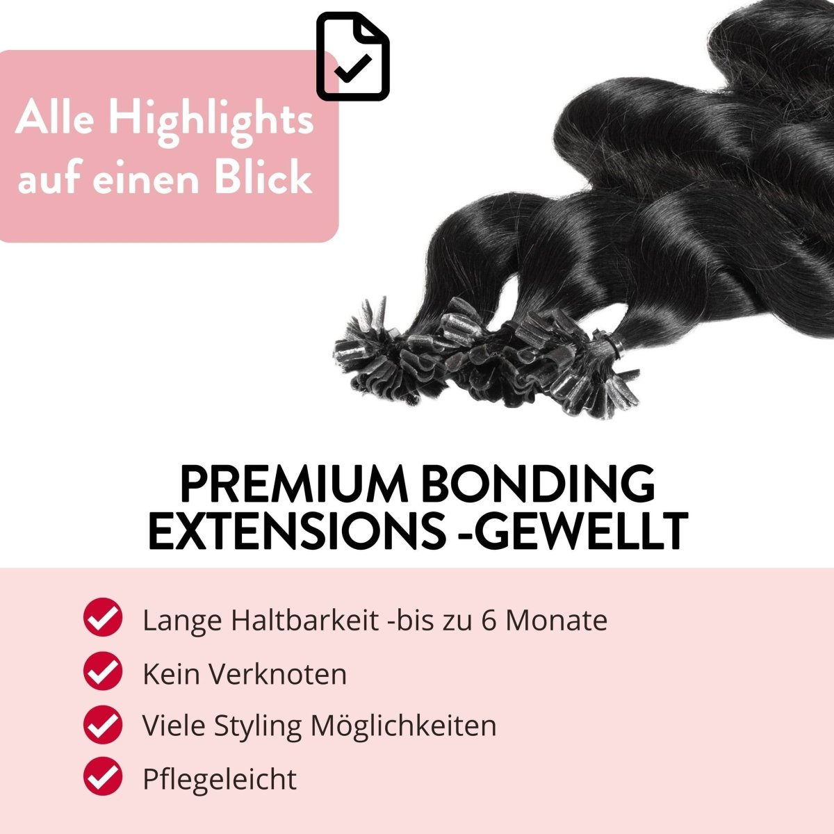 Premium Bondings gewellt - Hair2Heart Echthaar