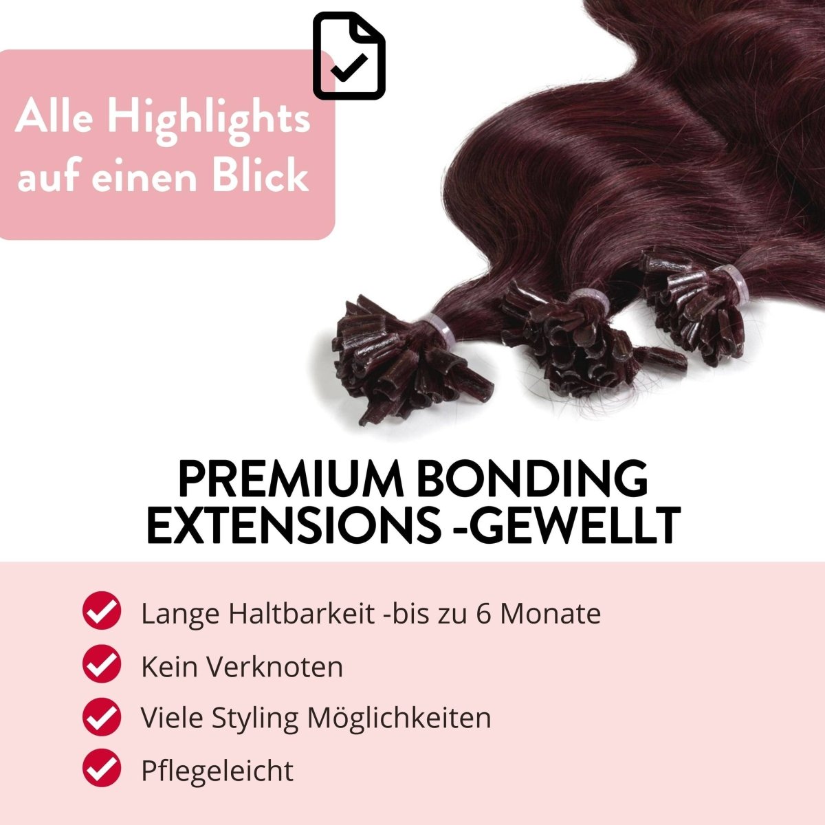 Premium Bondings gewellt - Hair2Heart Echthaar