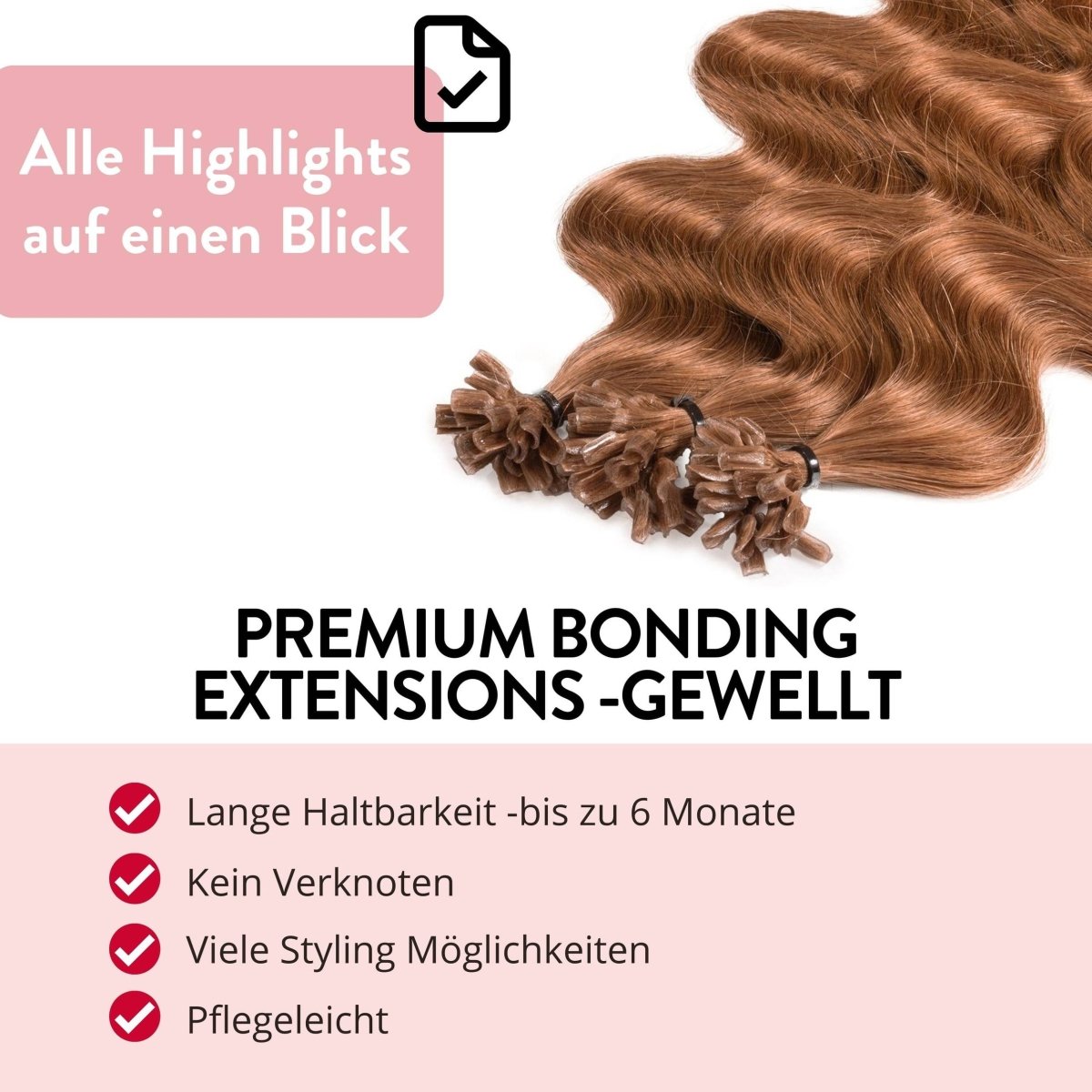 Premium Bondings gewellt - Hair2Heart Echthaar
