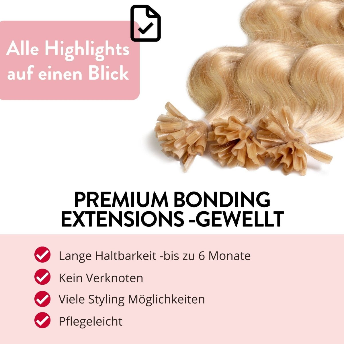 Premium Bondings gewellt - Hair2Heart Echthaar