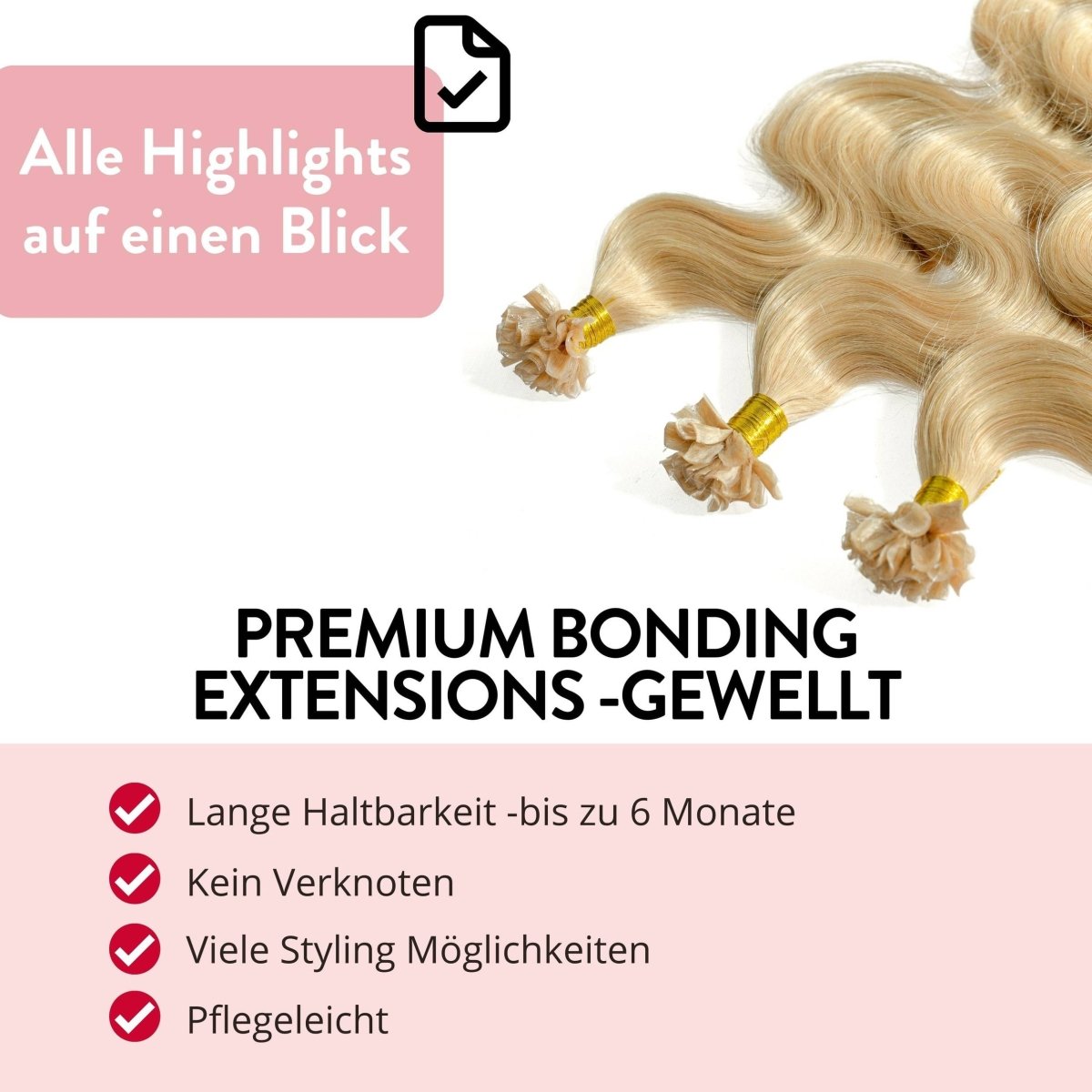 Premium Bondings gewellt - Hair2Heart Echthaar