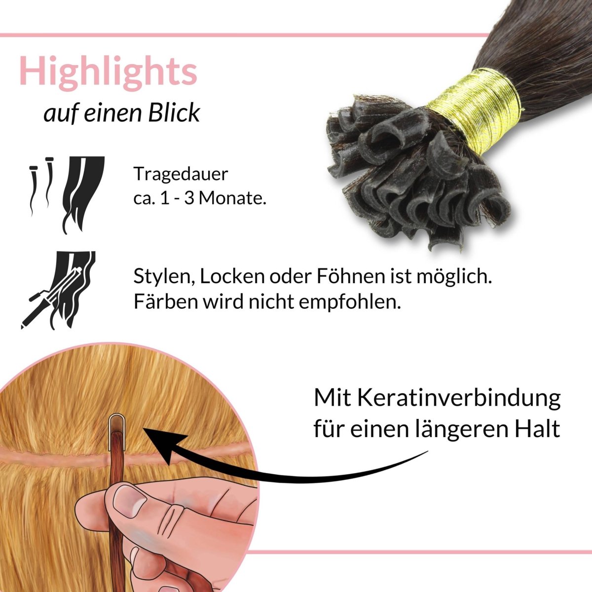 Bonding Extensions gewellt aus Remy Echthaar - Hair2Heart