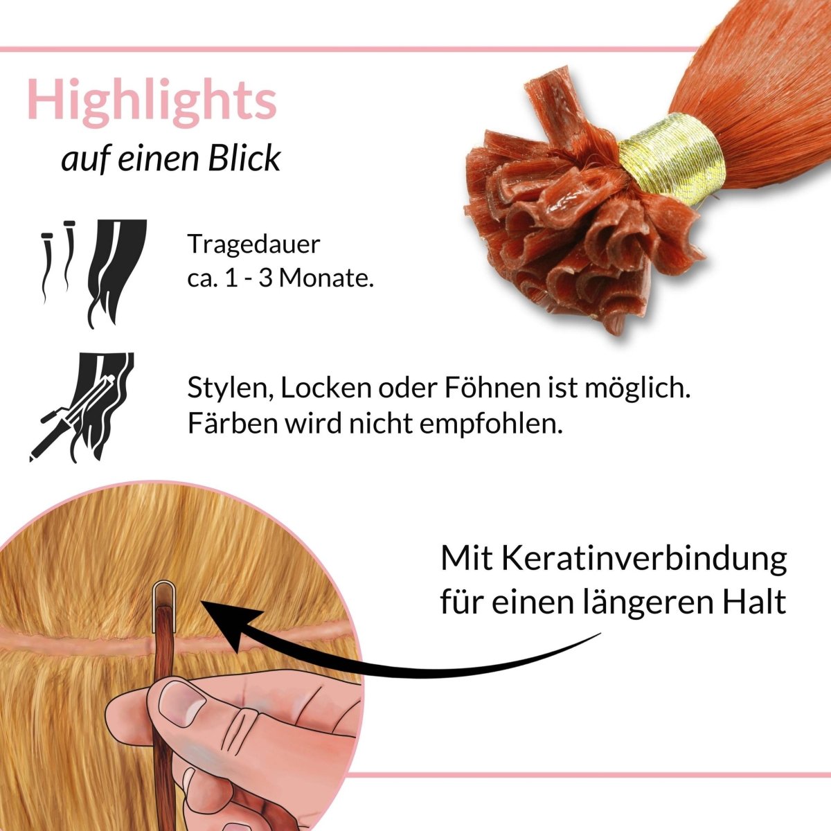 Bonding Extensions - glatt - Hair2Heart