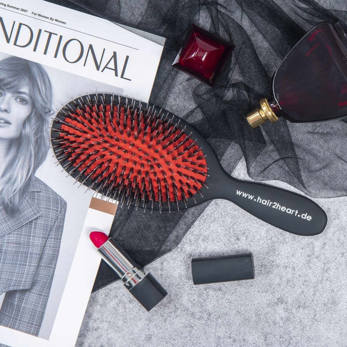 Bürste für Extensions - schwarz Haarbürste für Echthaar - Hair2Heart