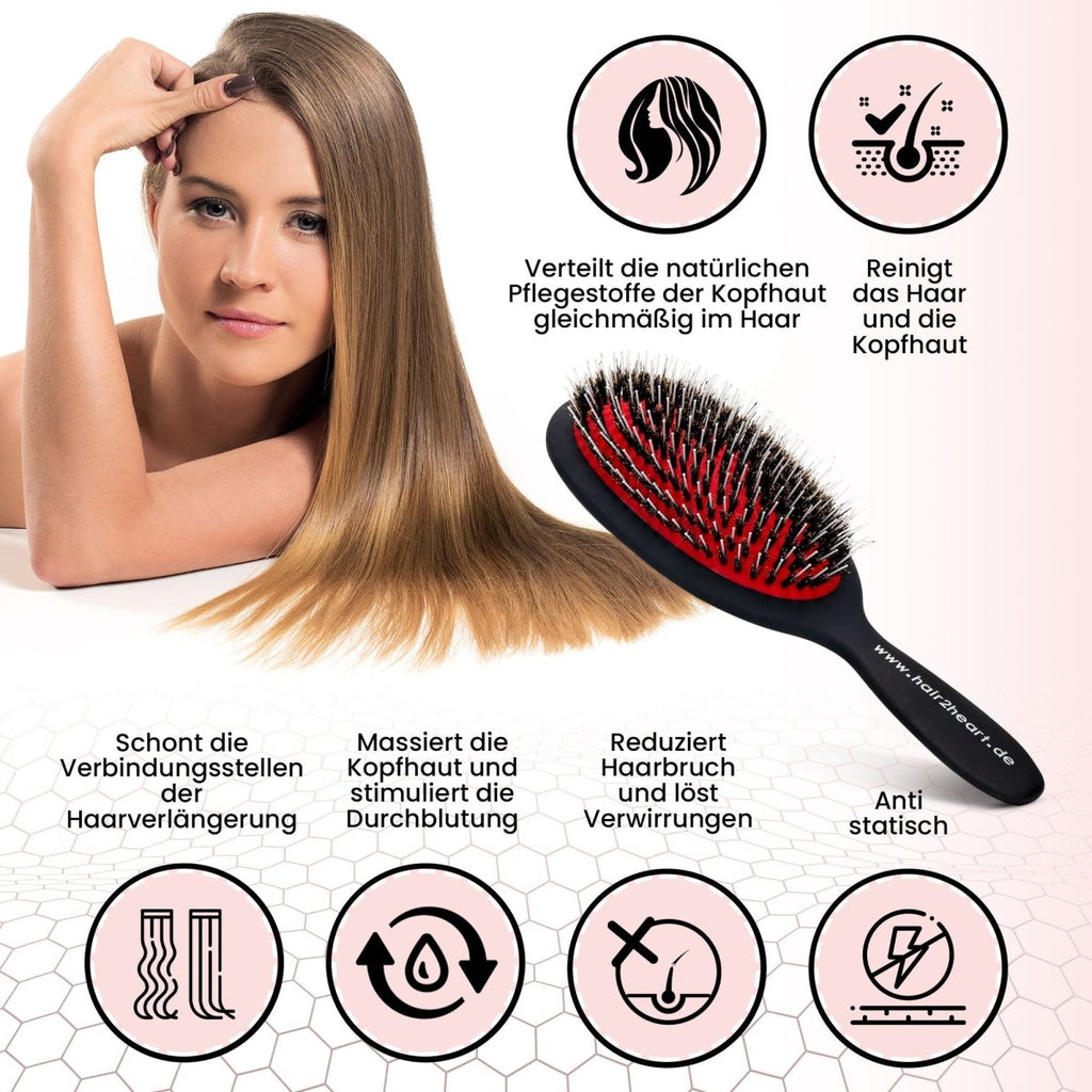 Bürste für Extensions - schwarz Haarbürste für Echthaar - Hair2Heart