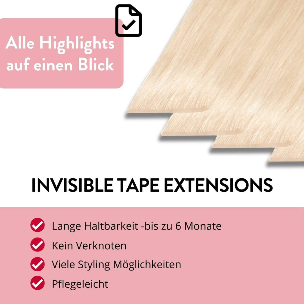 Invisible Tape Extensions - Premium aus Remy Echthaar - Hair2Heart