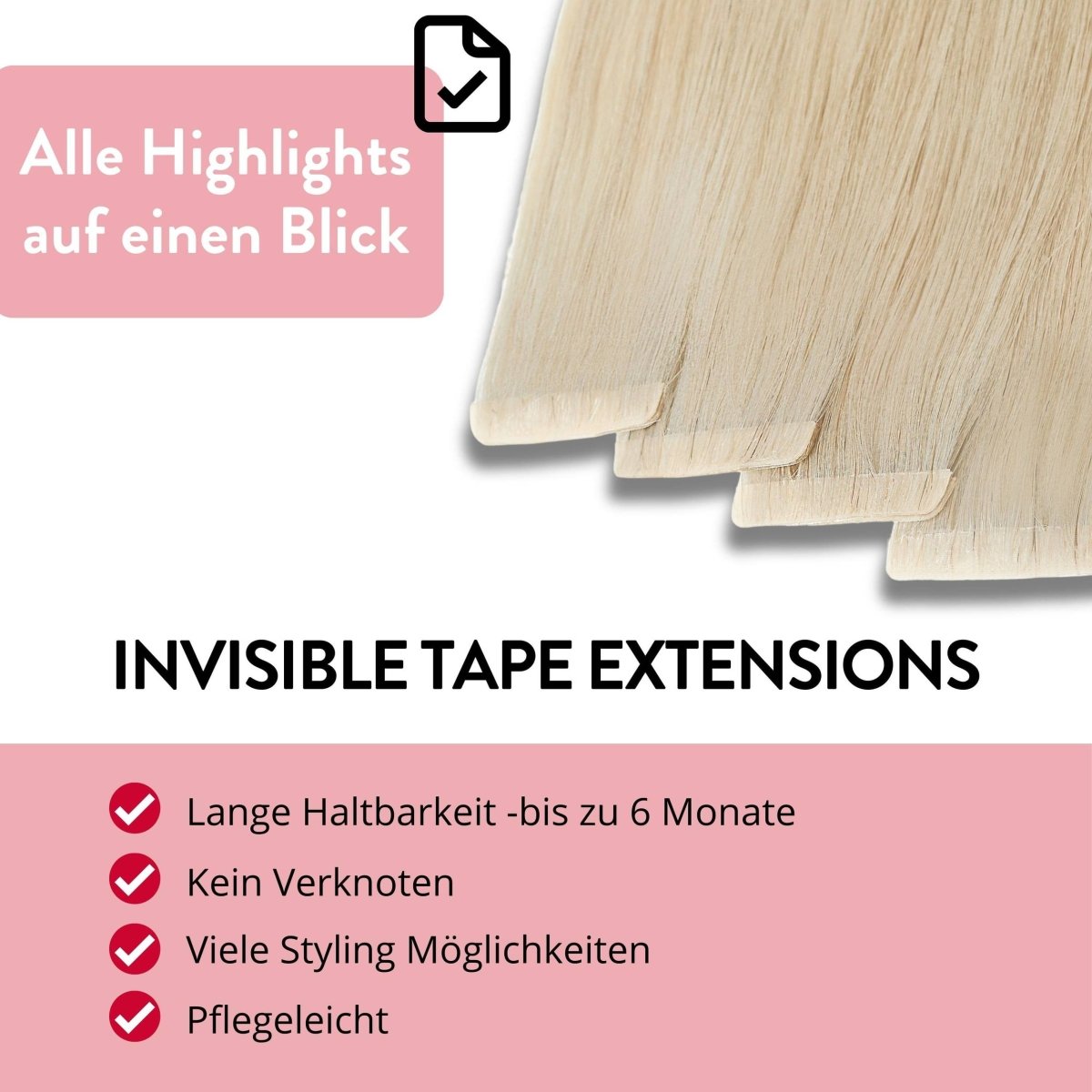 Invisible Tape Extensions - Premium aus Remy Echthaar - Hair2Heart
