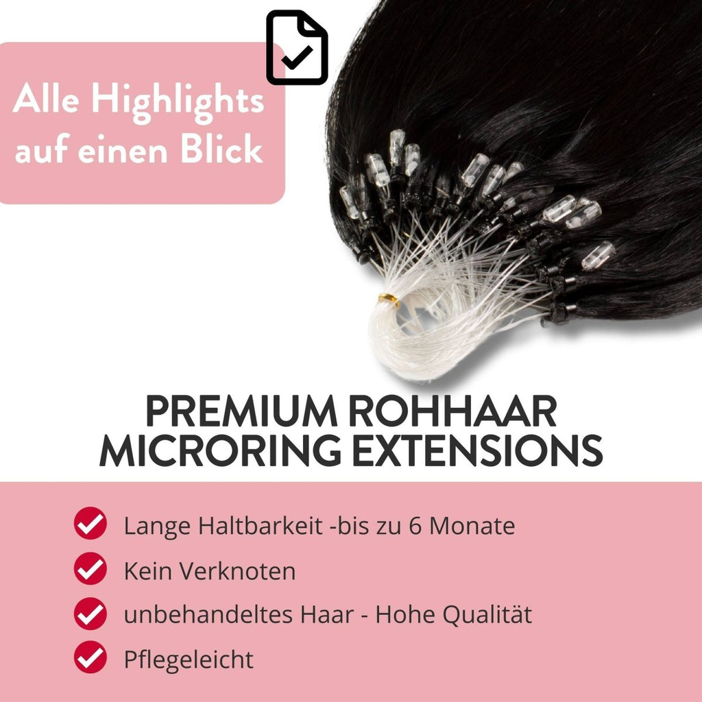 Premium Rohhaar Microring Extensions Remy Echthaar - Hair2Heart