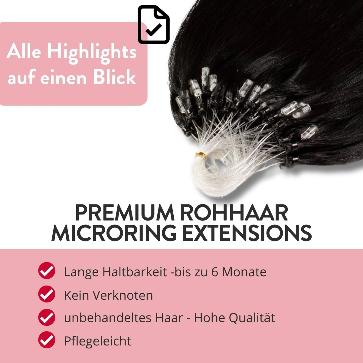 Premium Rohhaar Microring Extensions Remy Echthaar - Hair2Heart