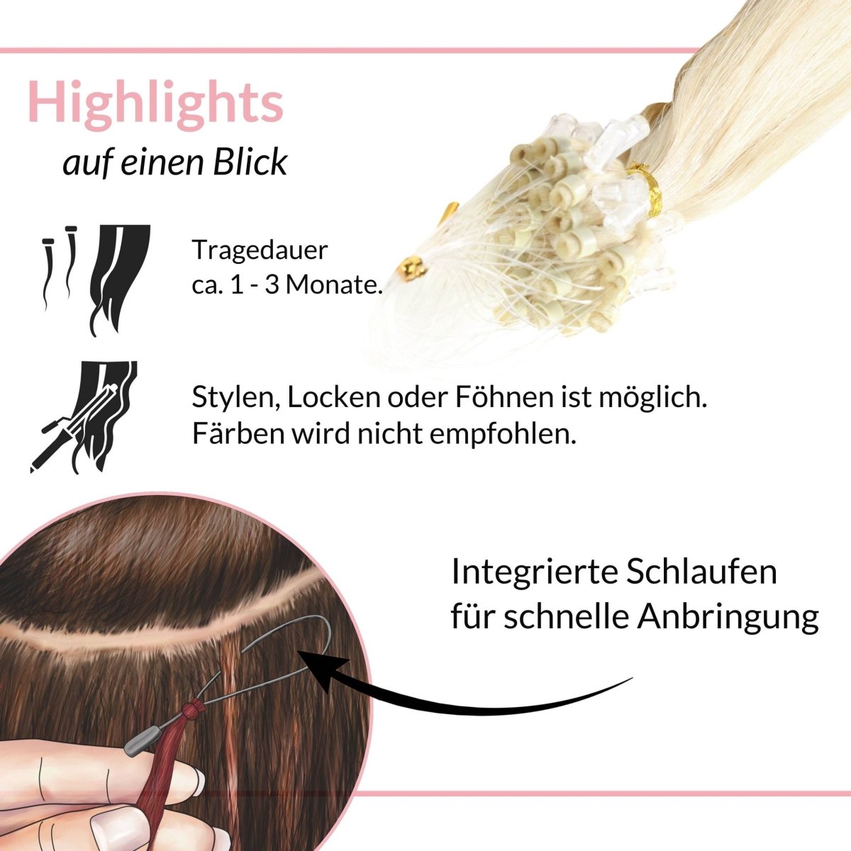 Microring Loops - glatt aus Echthaar - Hair2Heart