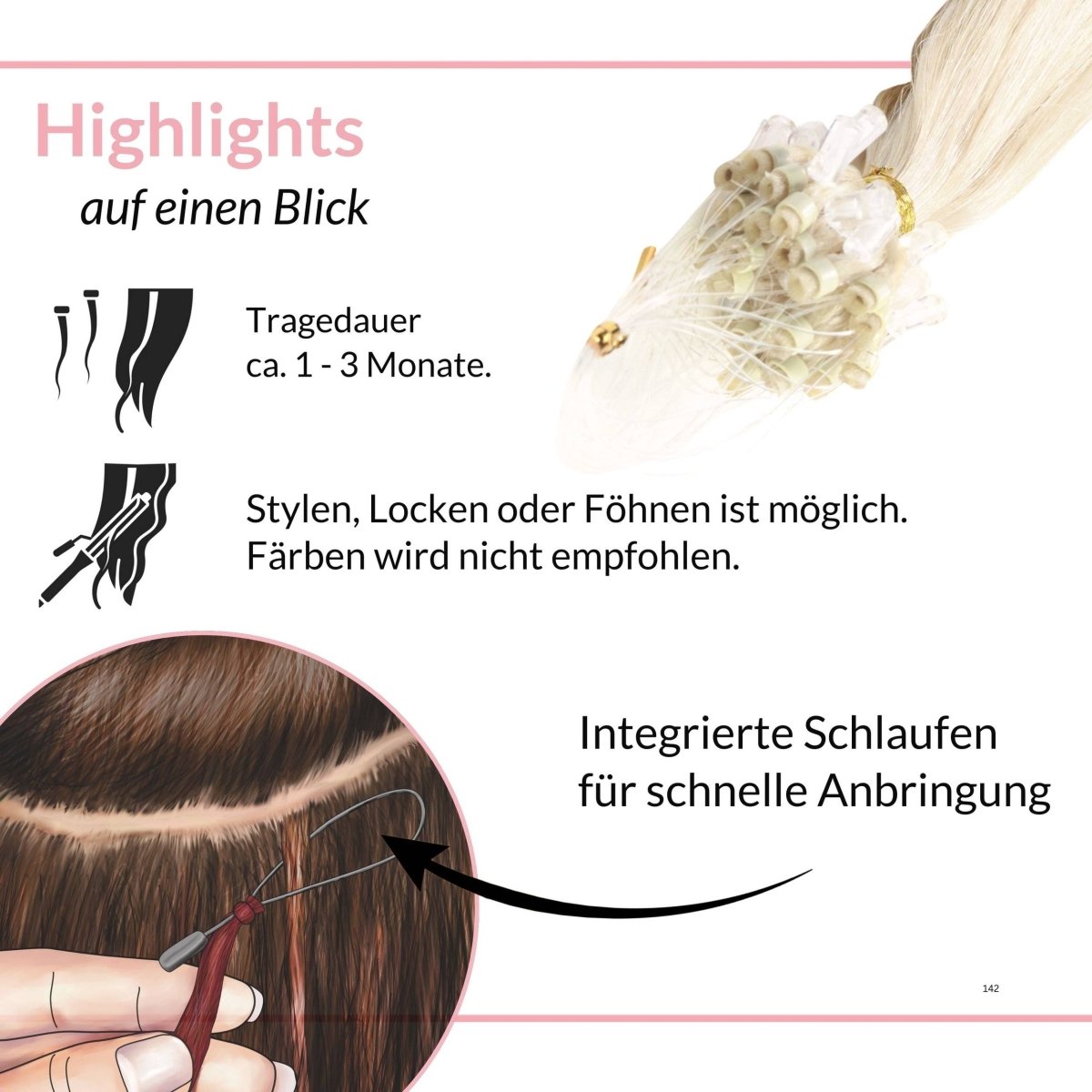 Microring Loops - glatt aus Echthaar - Hair2Heart