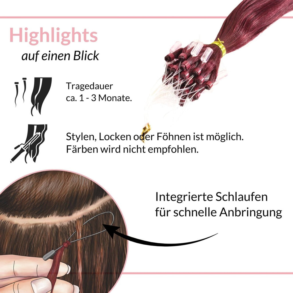 Microring Loops - glatt aus Echthaar - Hair2Heart