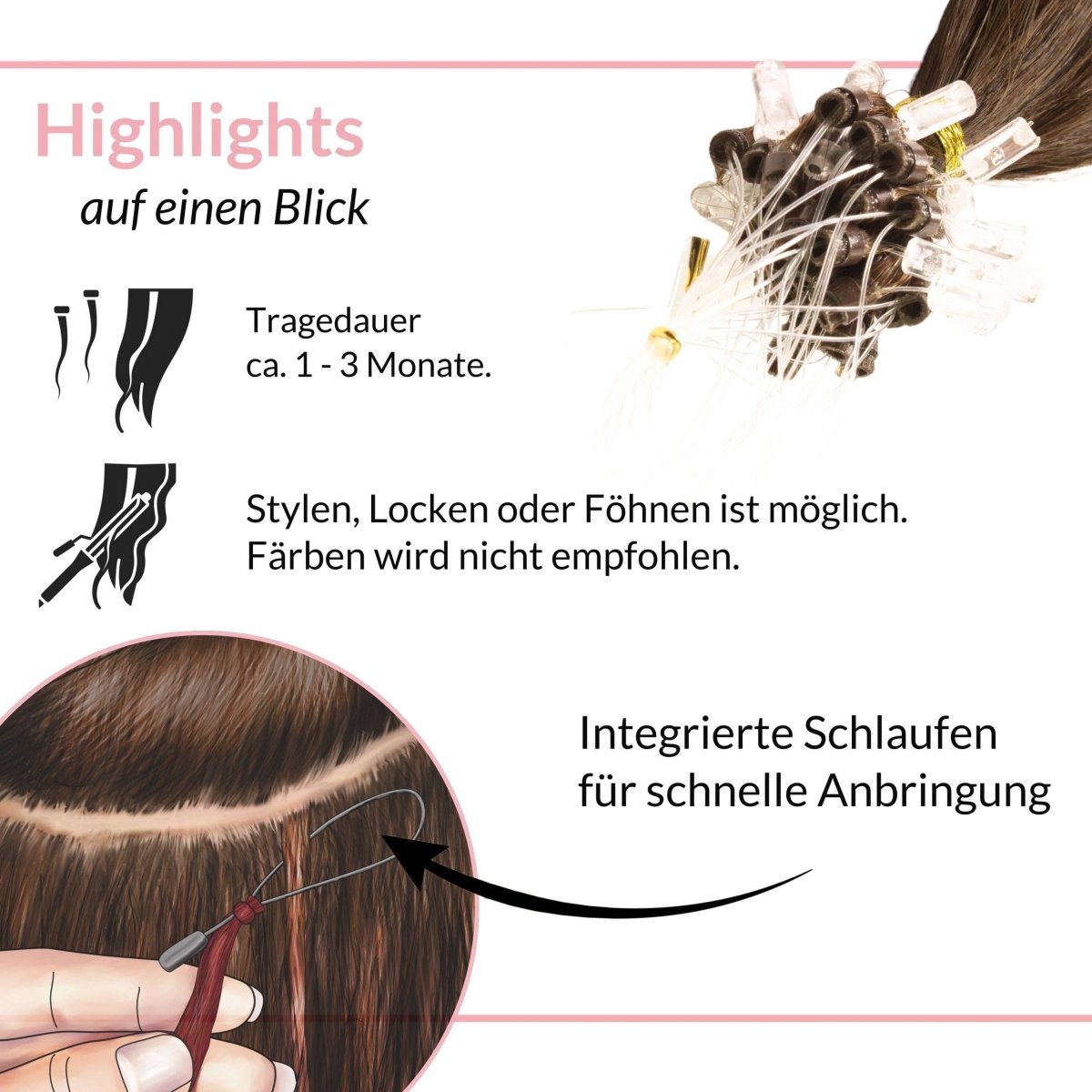 Microring Loops - glatt aus Echthaar - Hair2Heart