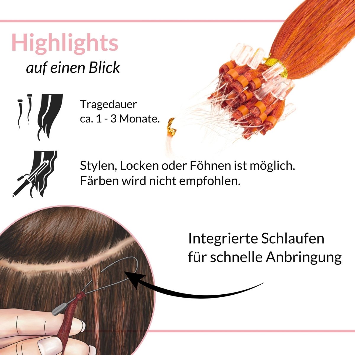Microring Loops - glatt aus Echthaar - Hair2Heart