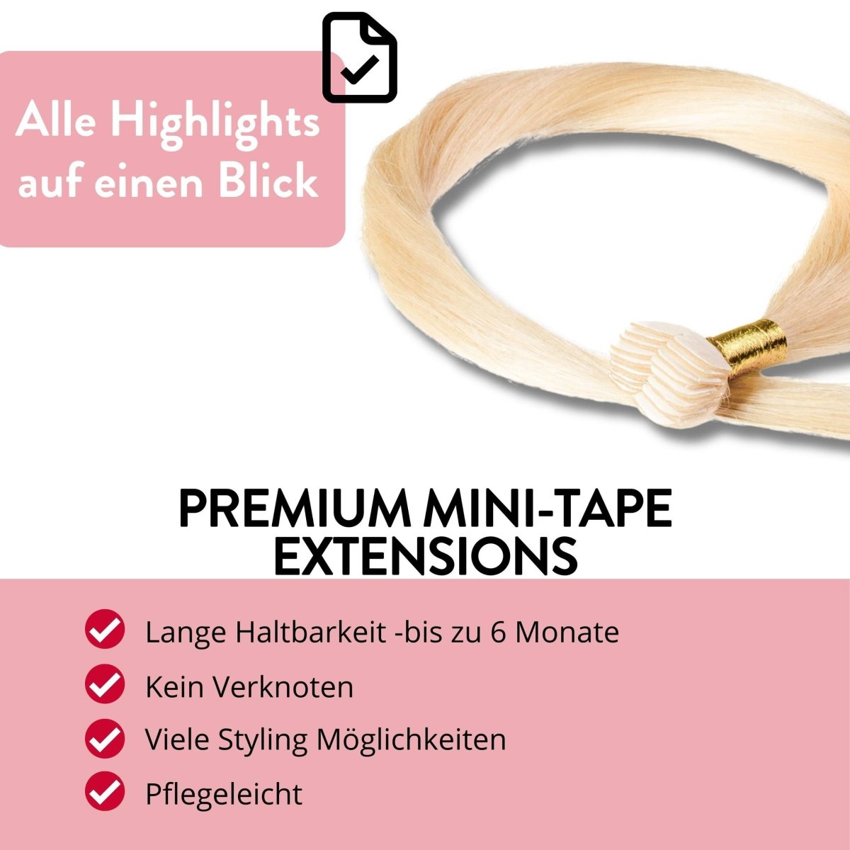 Premium Mini Tape Extensions aus Echthaar - Hair2Heart