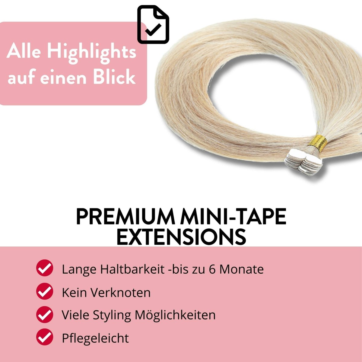 Premium Mini Tape Extensions aus Echthaar - Hair2Heart