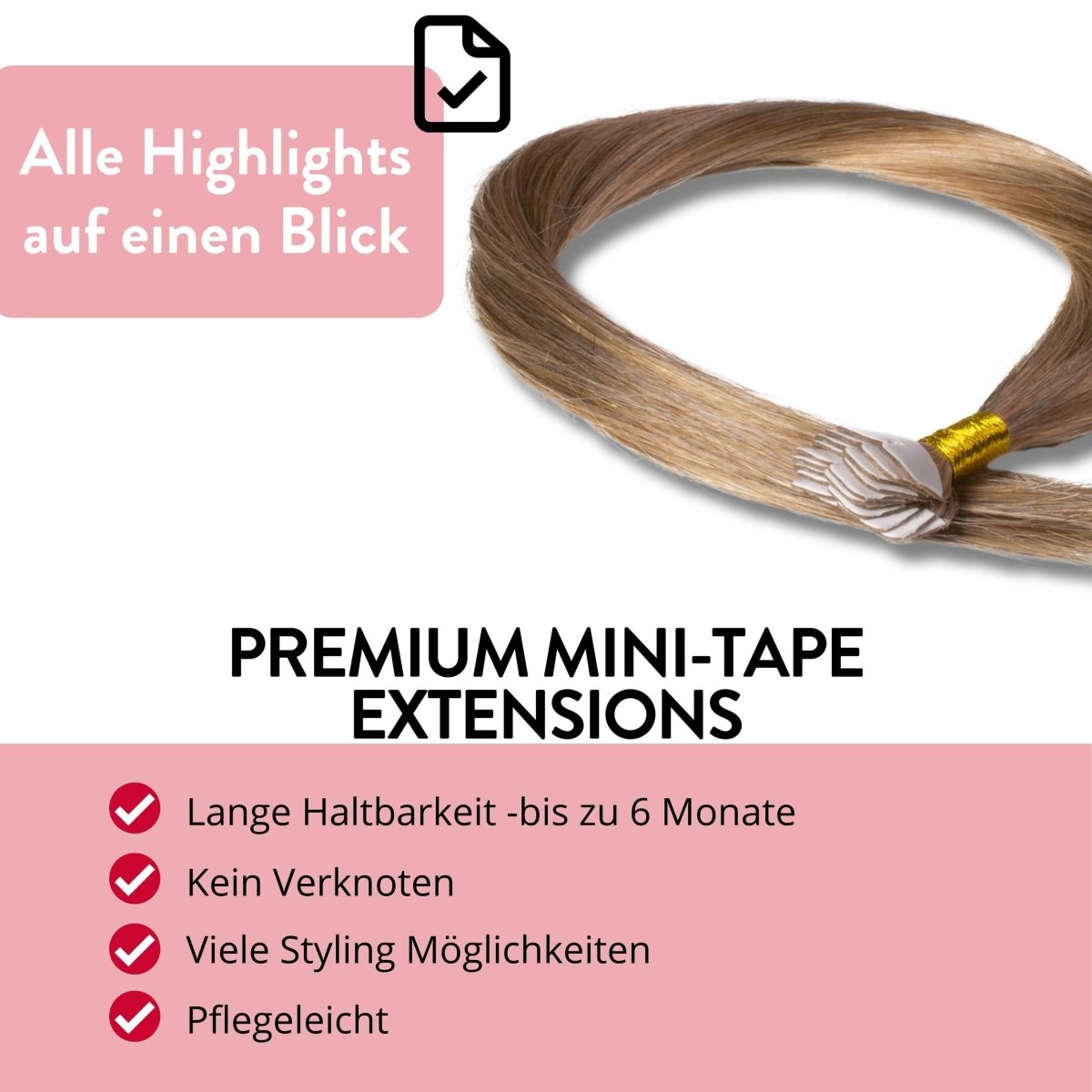 Premium Mini Tape Extensions aus Echthaar - Hair2Heart