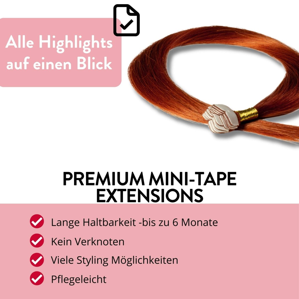 Premium Mini Tape Extensions aus Echthaar - Hair2Heart