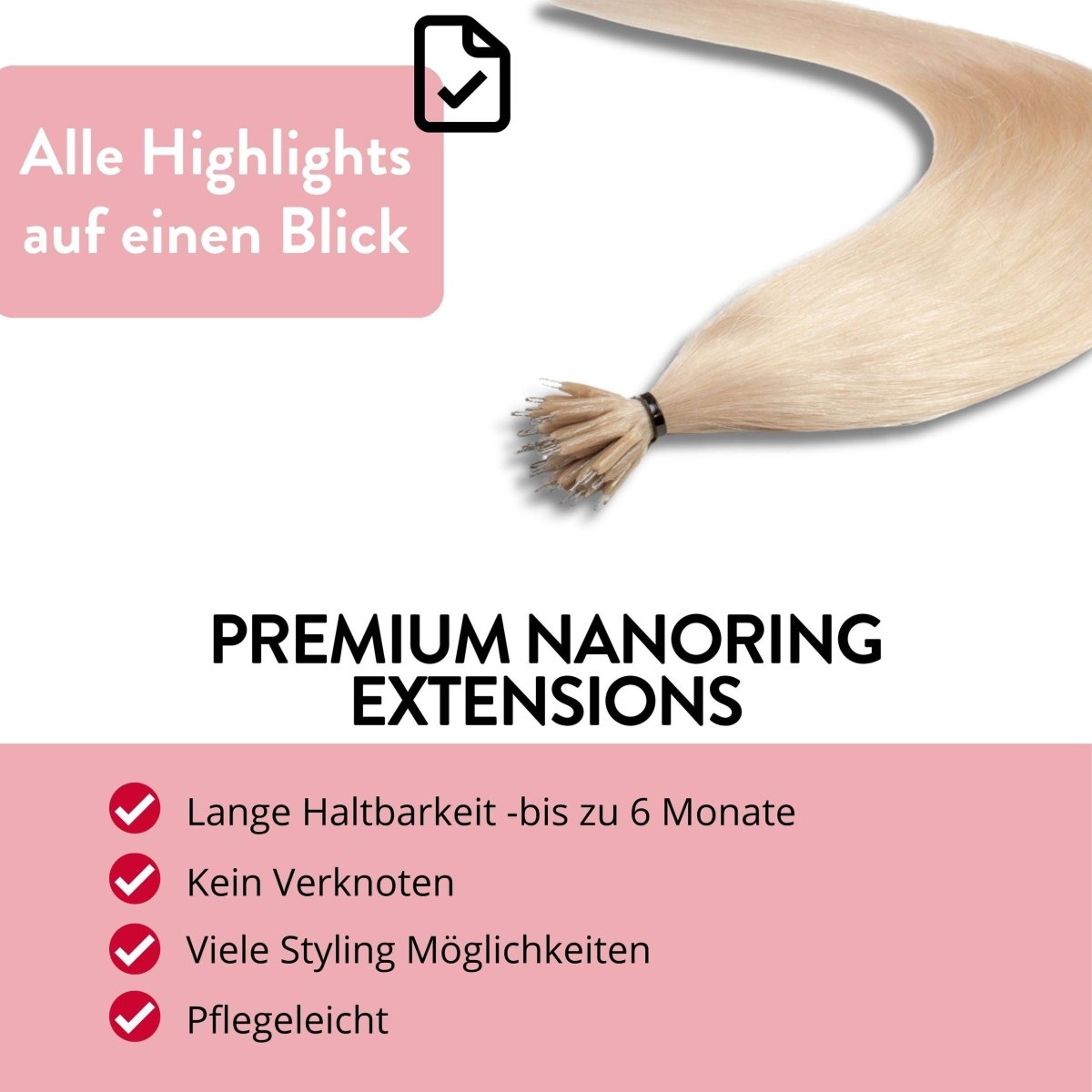 Premium Nanoring Extensions Echthaar - Hair2Heart