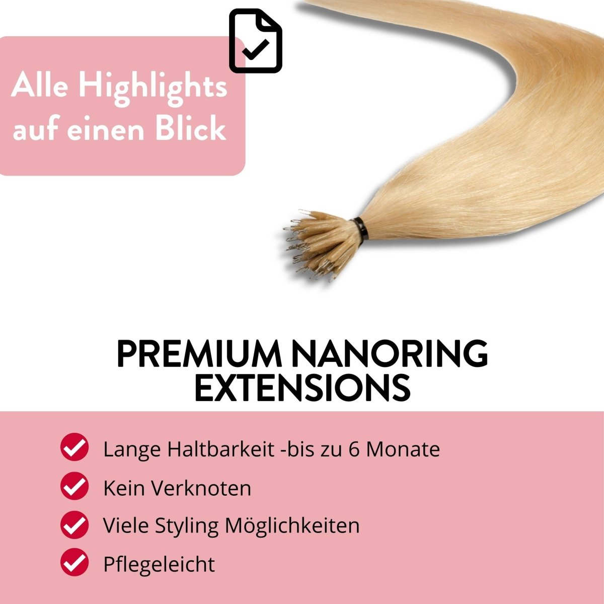 Premium Nanoring Extensions Echthaar - Hair2Heart