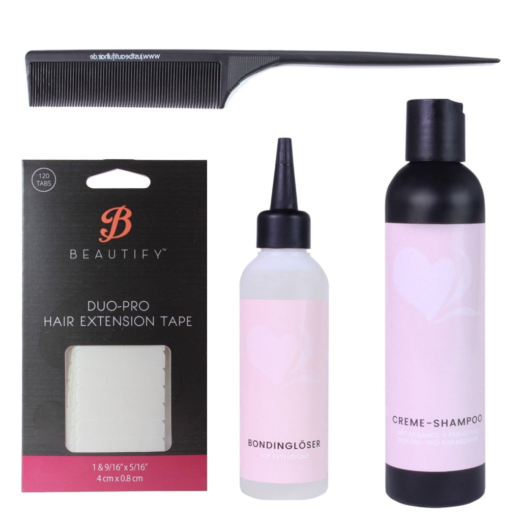 Remover-Set für Tape Extensions Löser Kamm Shampoo Ersatztapes - Hair2Heart
