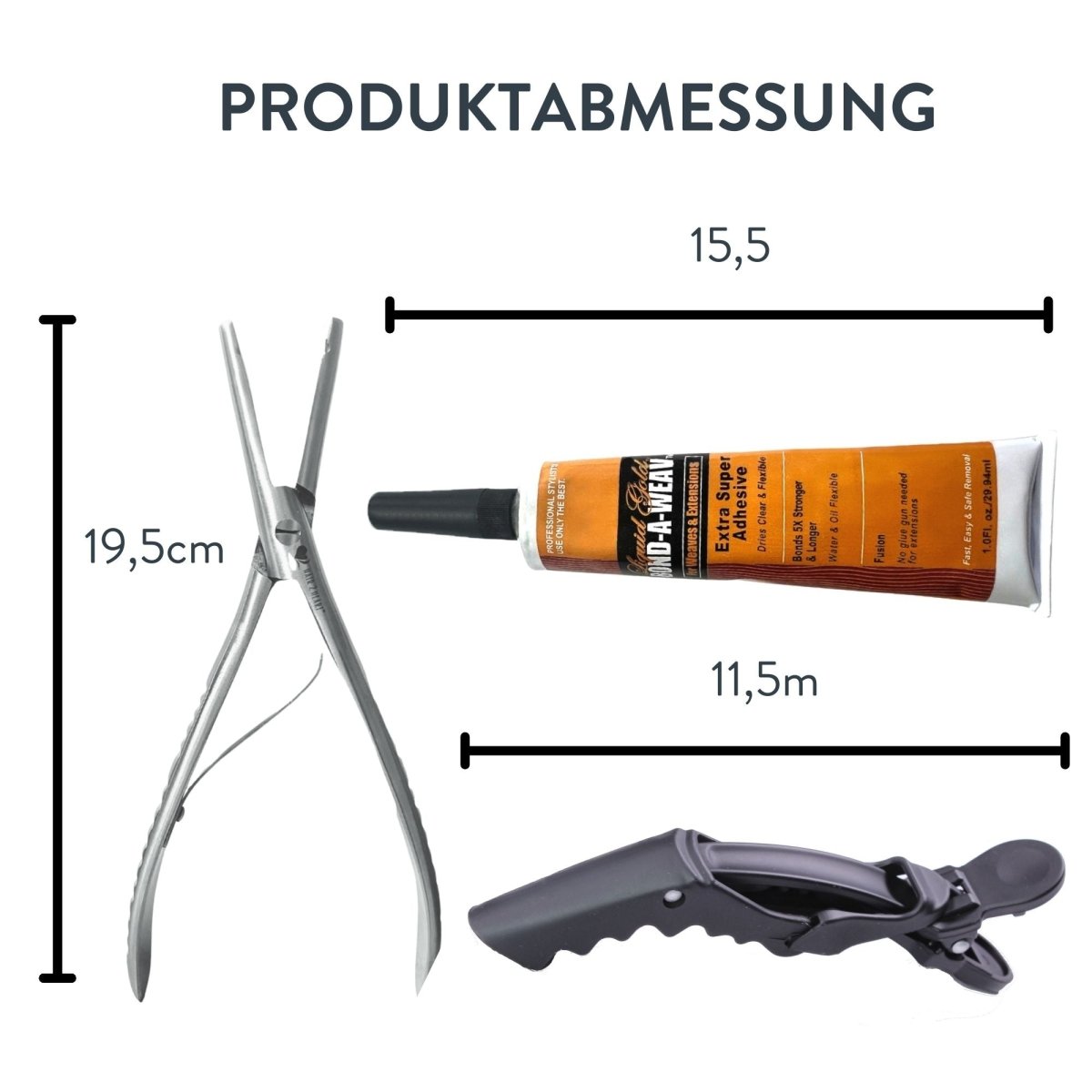 Starter Set für Tape Extensions Zange Klammern Kamm Kleber- Hair2Heart