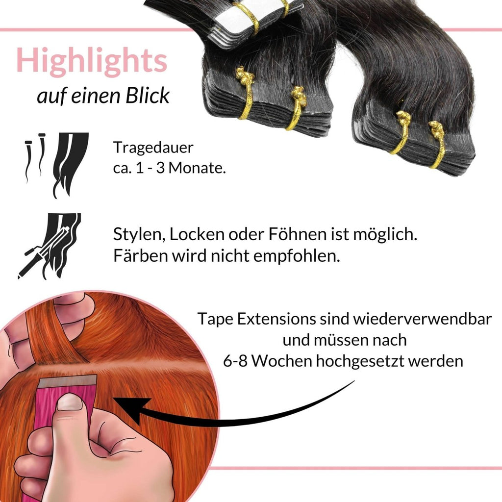 Tape Extensions gewellt aus Echthaar - Hair2Heart