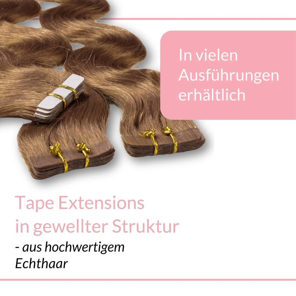 Tape Extensions gewellt aus Echthaar - Hair2Heart