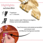 Tape Extensions gewellt aus Echthaar - Hair2Heart