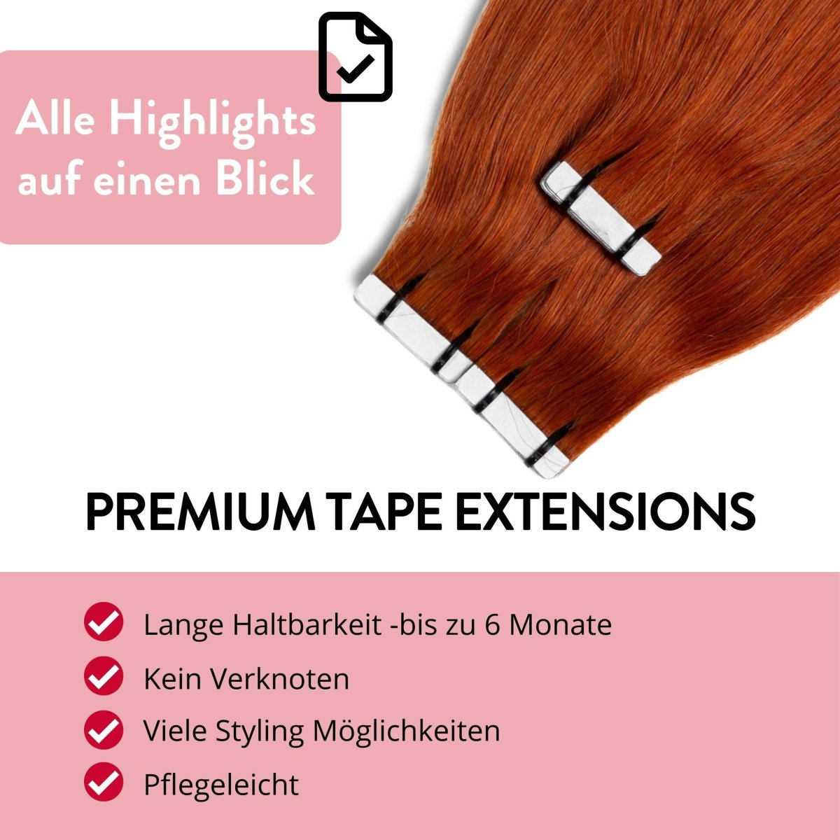 Premium Tape Extensions aus Remy Echthaar - Hair2Heart