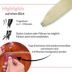Tape Extensions glatt aus Echthaar - Hair2Heart