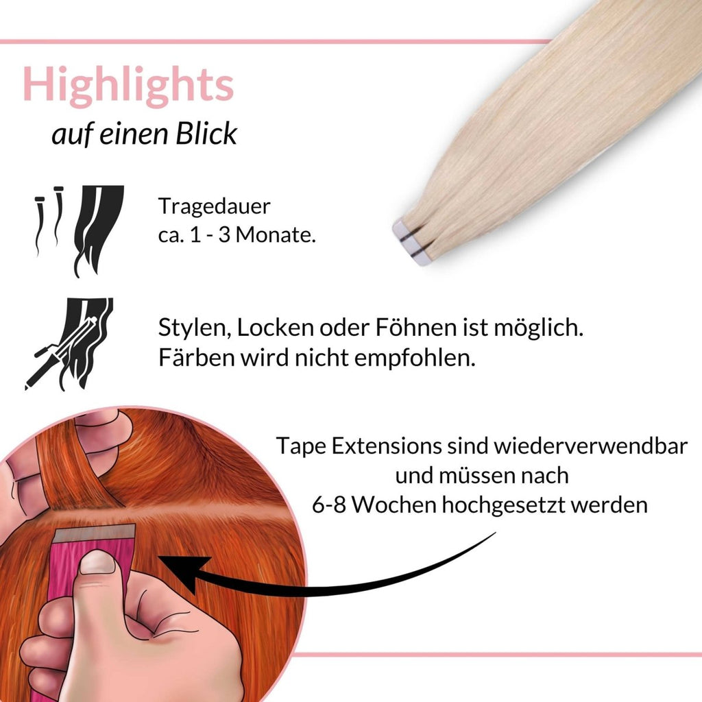 Tape Extensions glatt aus Echthaar - Hair2Heart