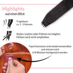 Tape Extensions glatt aus Echthaar - Hair2Heart