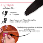 Tape Extensions glatt aus Echthaar - Hair2Heart