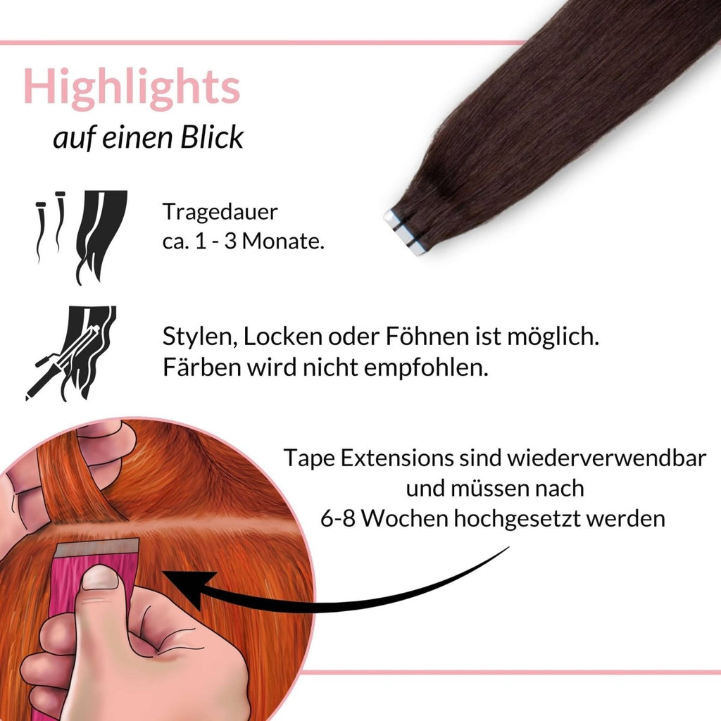 Tape Extensions glatt aus Echthaar - Hair2Heart