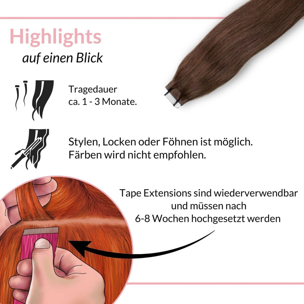 Tape Extensions glatt aus Echthaar - Hair2Heart