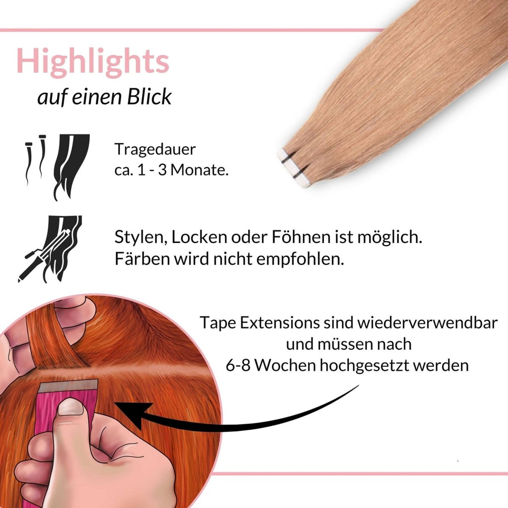 Tape Extensions glatt aus Echthaar - Hair2Heart