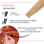 Tape Extensions glatt aus Echthaar - Hair2Heart