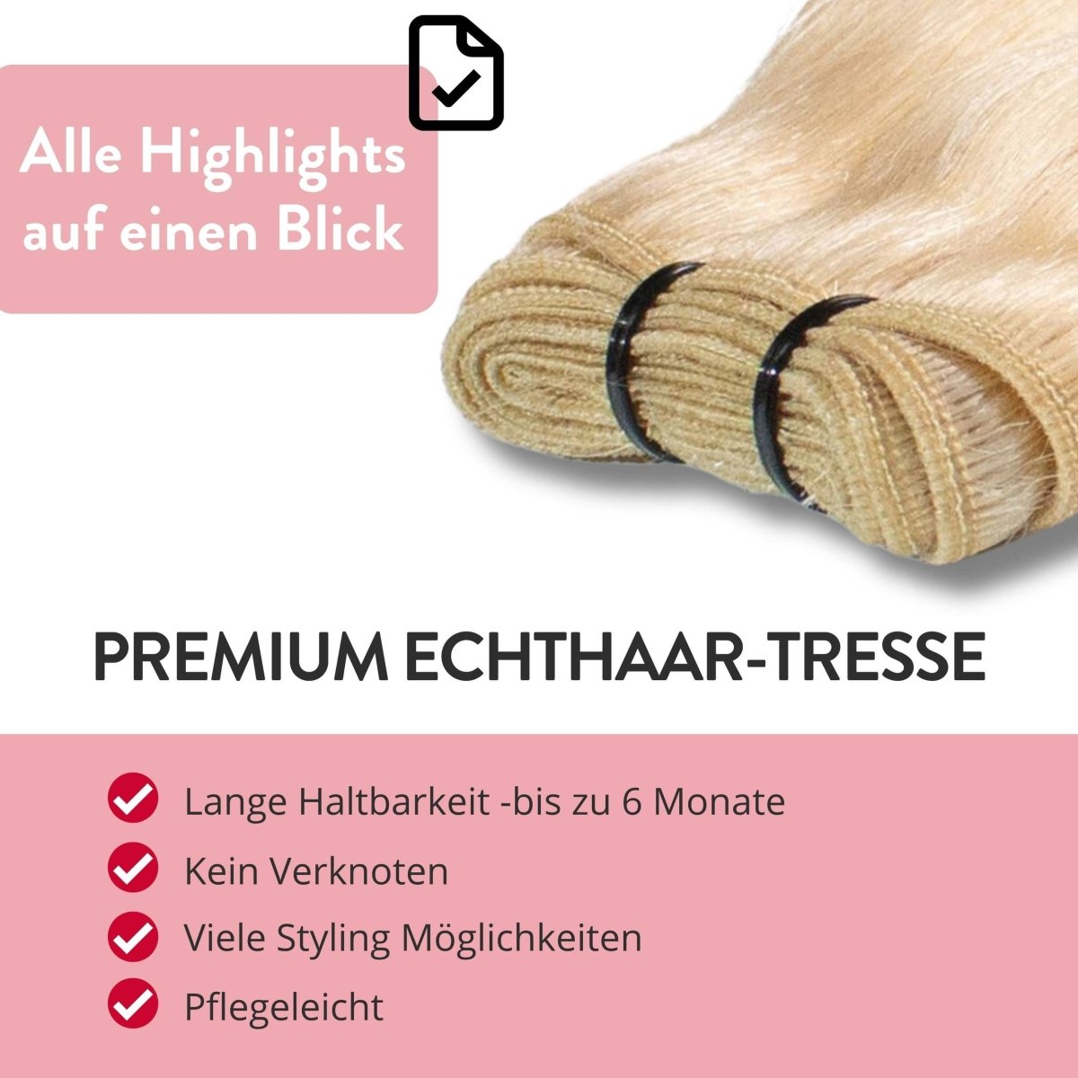 Premium Echthaartresse aus Remy Echthaar Weft Weaving - Hair2Heart
