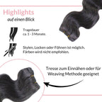 Gewellte Echthaartresse Weft Weaving - Hair2Heart