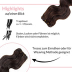 Gewellte Echthaartresse Weft Weaving - Hair2Heart