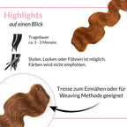 Gewellte Echthaartresse Weft Weaving - Hair2Heart