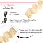 Gewellte Echthaartresse Weft Weaving - Hair2Heart