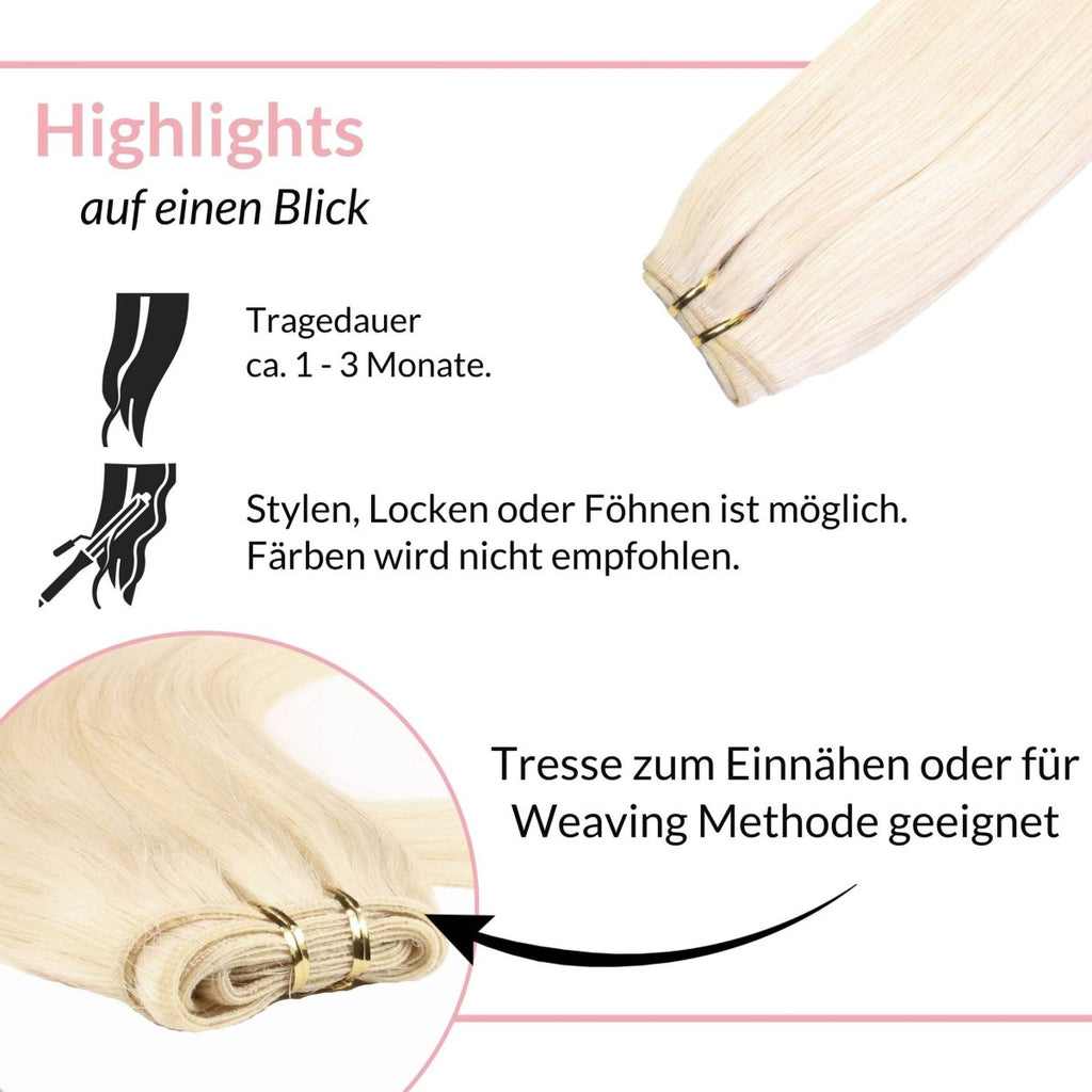 Glatte Echthaartresse Weft Weaving - Hair2Heart