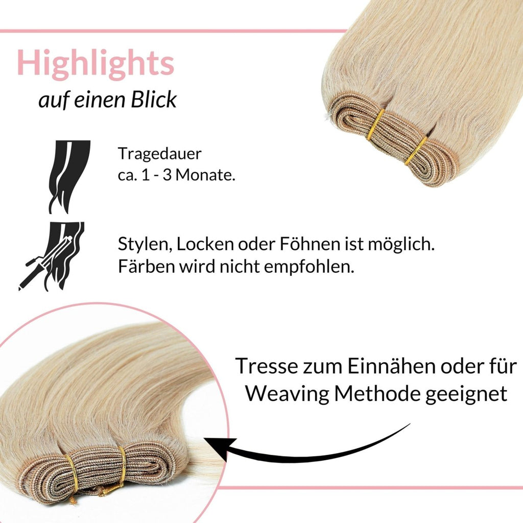 Glatte Echthaartresse Weft Weaving - Hair2Heart
