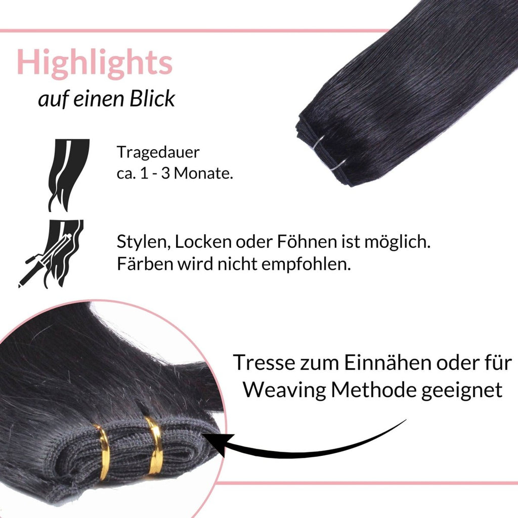 Glatte Echthaartresse Weft Weaving - Hair2Heart
