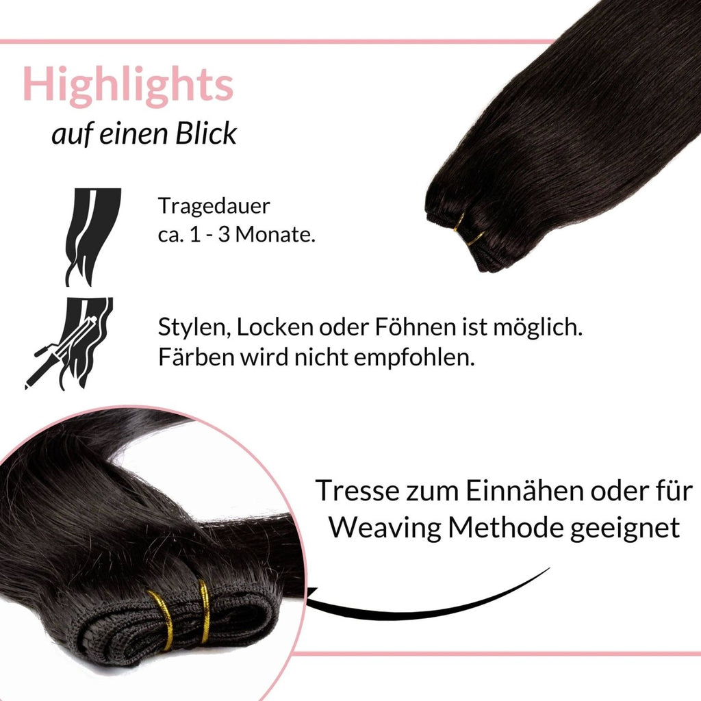 Glatte Echthaartresse Weft Weaving - Hair2Heart
